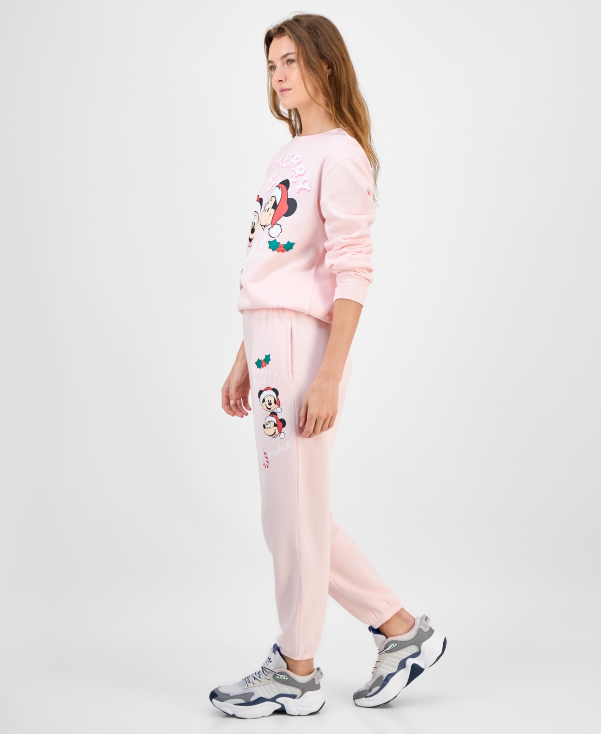 Disney Juniors' Merry & Joyful Jogger Sweatpants In Pink