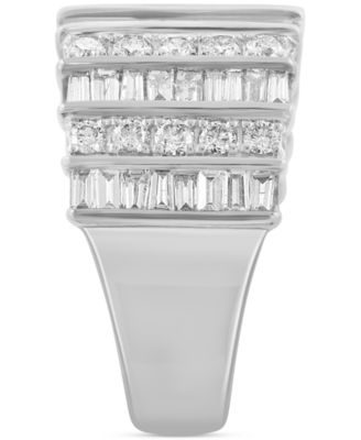 EFFY&reg; Diamond Round & Baguette Multirow Statement Ring (1-7/8 ct. t.w.) in 14k White Gold
