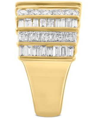 EFFY&reg; Diamond Round & Baguette Multirow Statement Ring (1-7/8 ct. t.w.) in 14k Gold