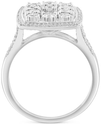 EFFY&reg; Diamond Rectangular Halo Cluster Ring (1/2 ct. t.w.) in 14k White Gold