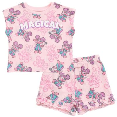Baby Girls (0M-24M) Abby Cadabby Waffle Knit T-Shirt and Shorts Outfit Set