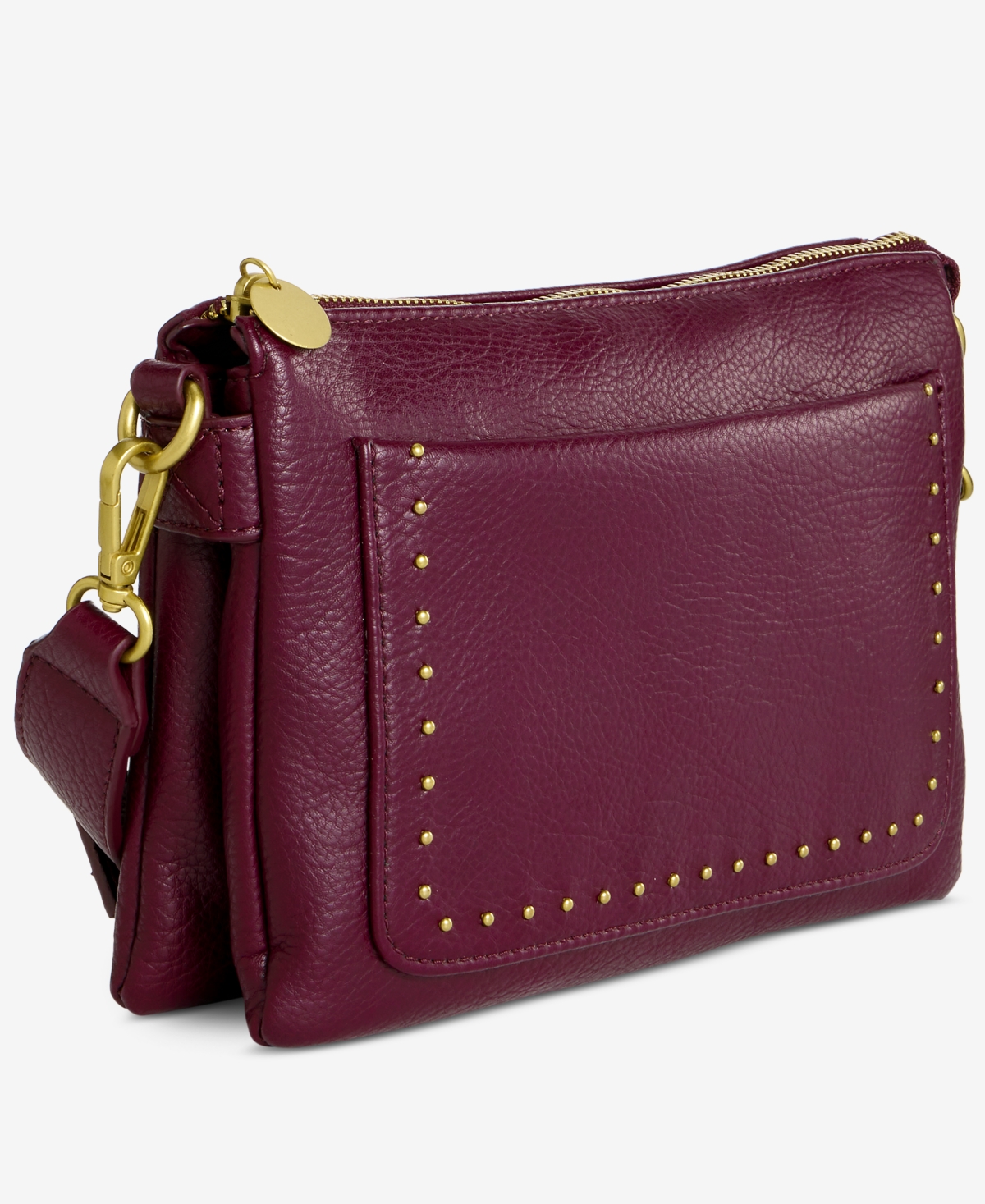 Style & Co Small Studded Double Compartment Crossbody, Macy's Exclusive In Burgundy