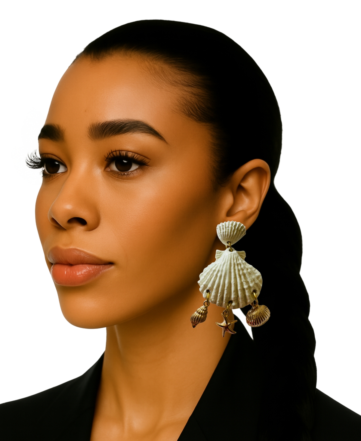 Swanky Designs Alayna Mini Shell Earrings In White