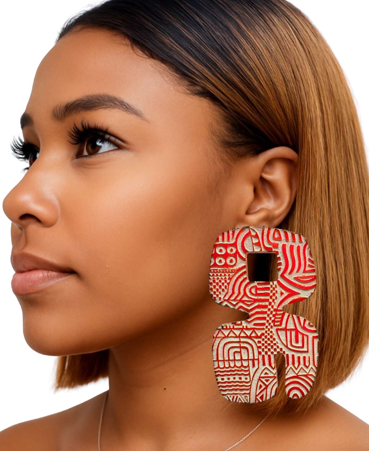 Swanky Designs Asha Geometric Earrings In Orange