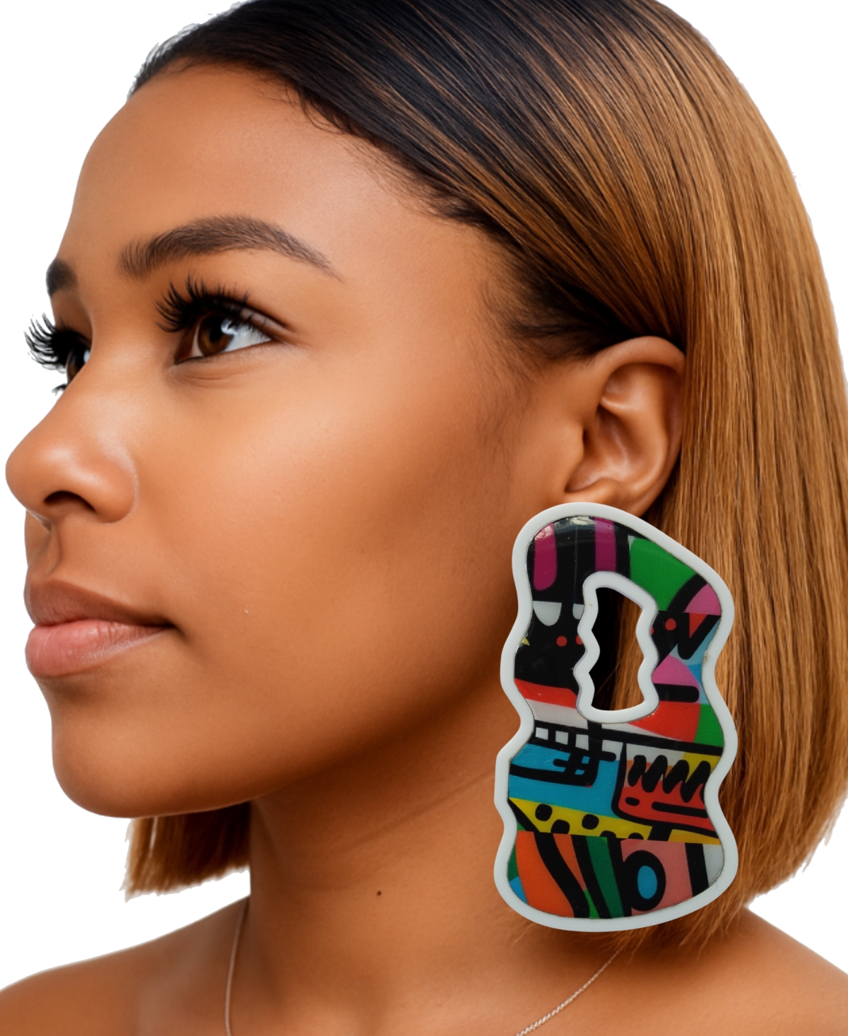 Swanky Designs Bold Shapes Drop Earrings In White