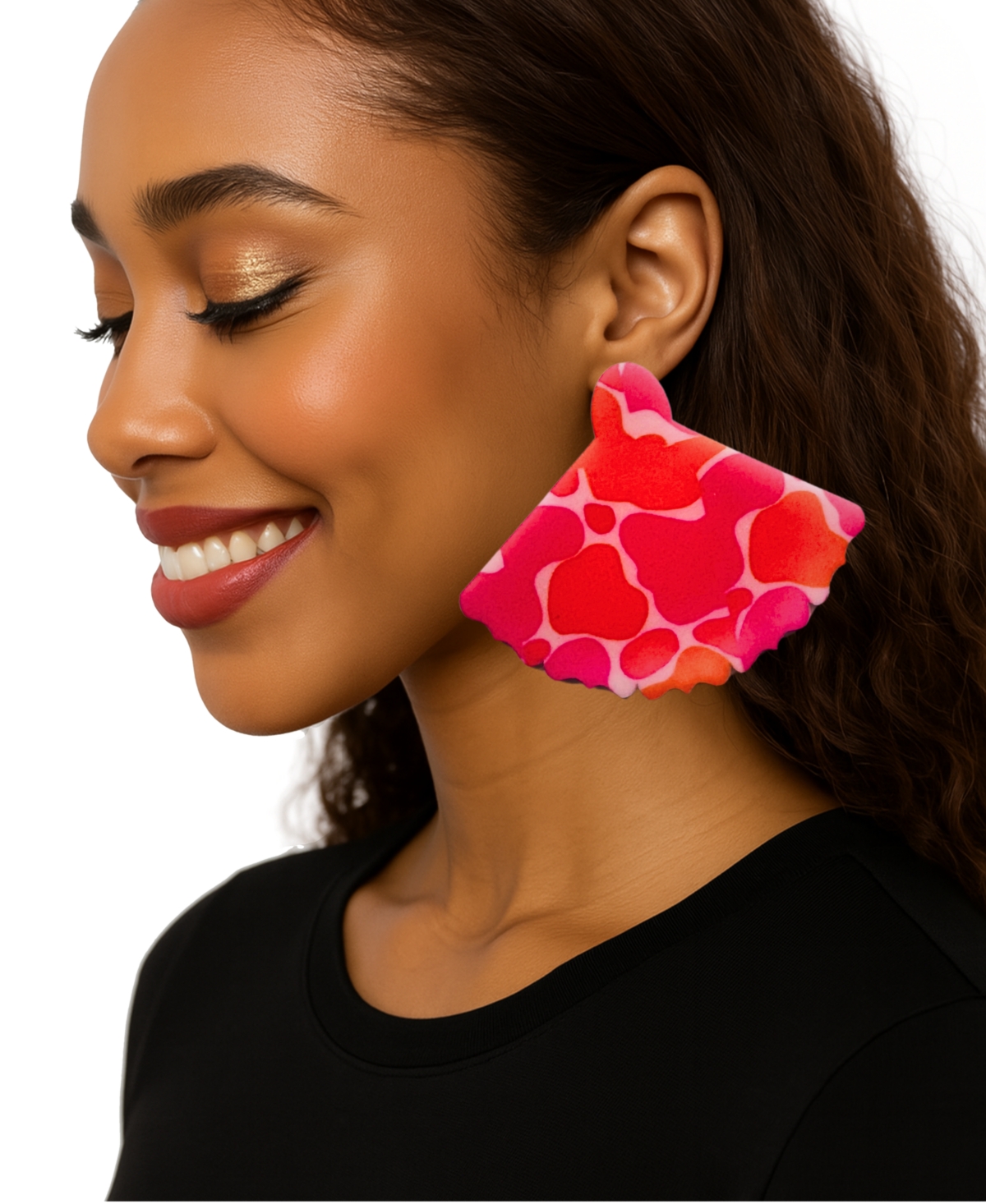 Swanky Designs Liora Fan Stud Earrings In Pink