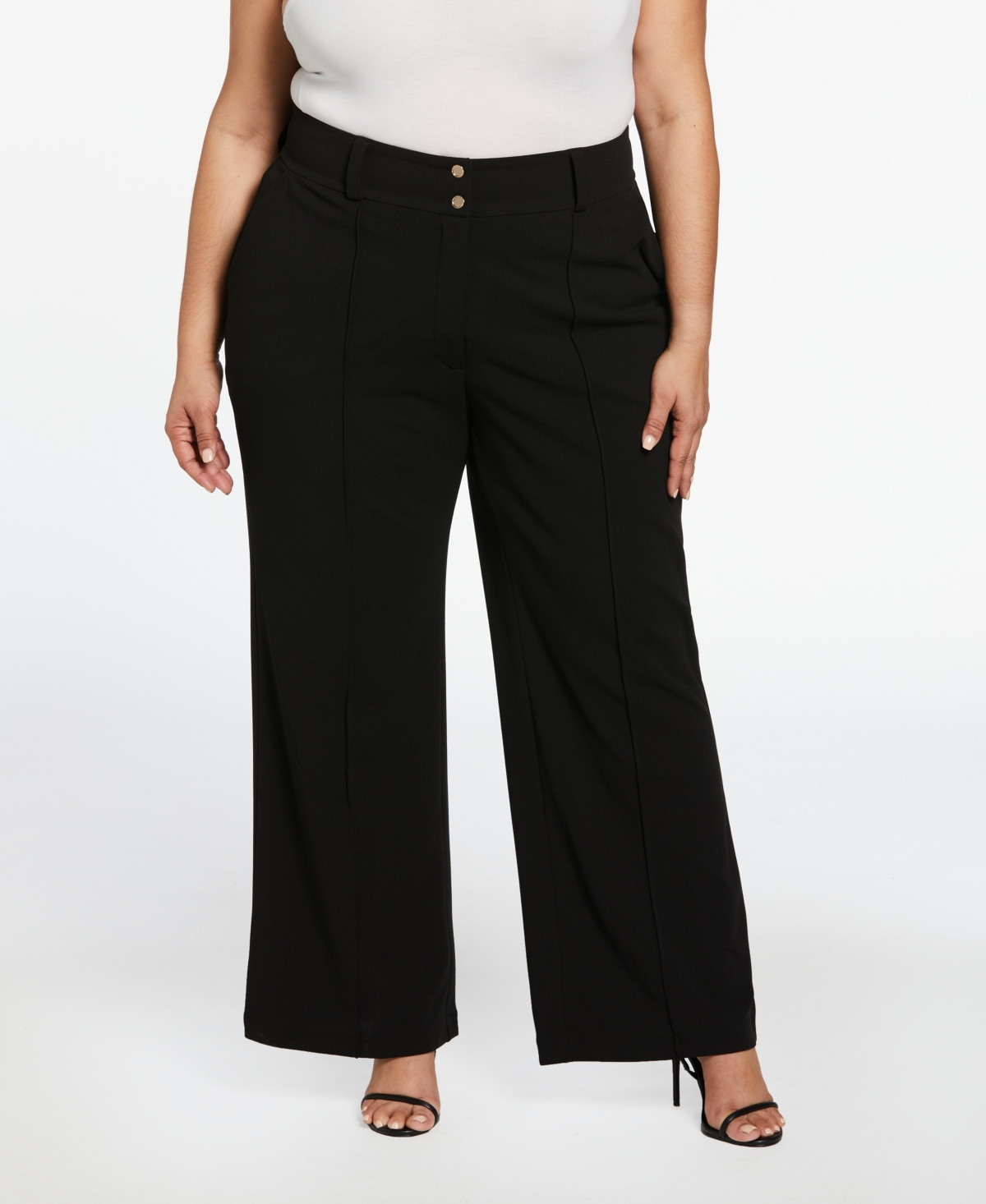 Plus Size Wide Leg Pants - Black