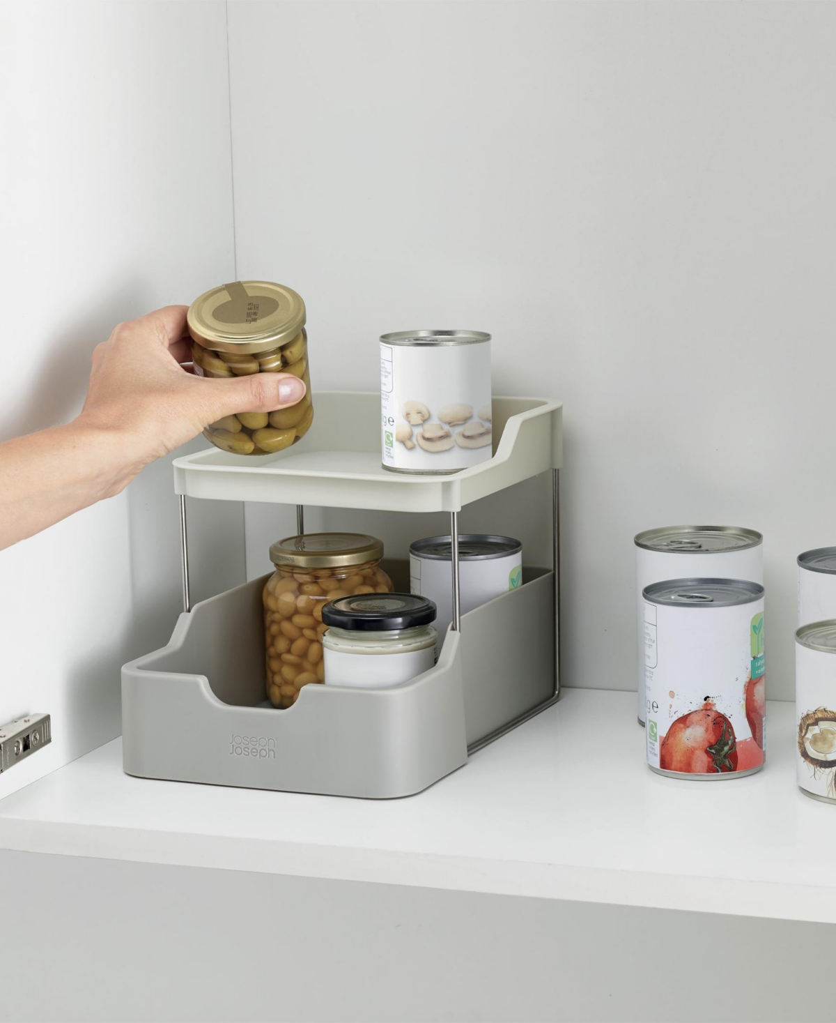 Joseph Joseph Duo 2-tier Cupboard Organizer With Drawer In Multi