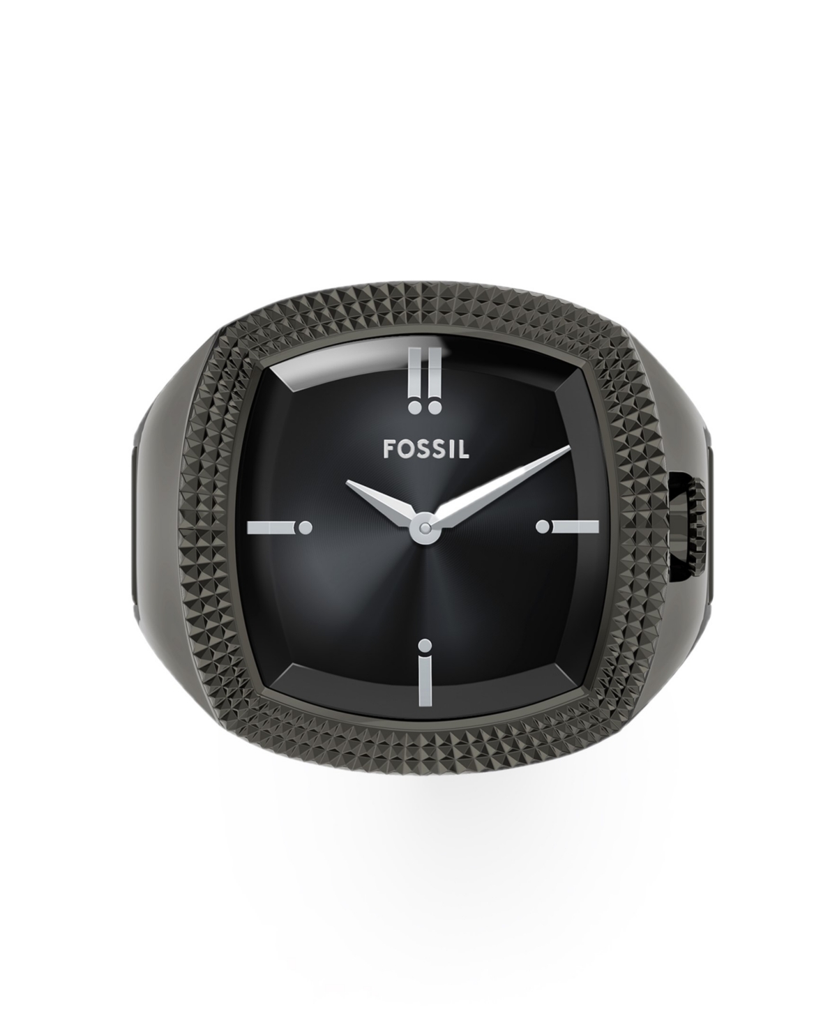 Fossil Unisex Nick Jonas X Machine Luxe Vignette Gunmetal Stainless Steel Ring Watch, 18.5mm In Black