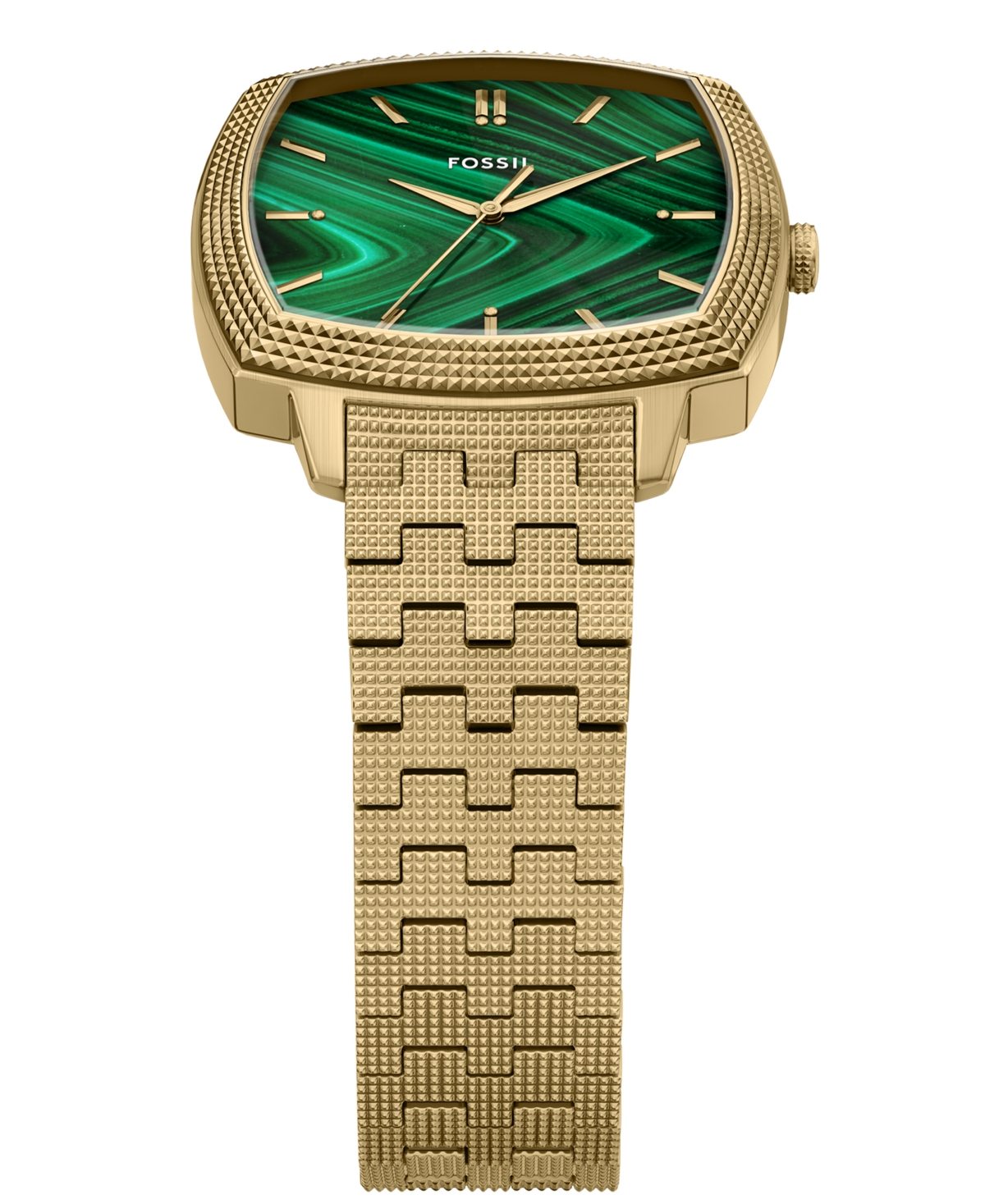 Fossil Unisex Nick Jonas X Machine Luxe Malachite Gold-tone Stainless Steel Watch, 37mm In Gold