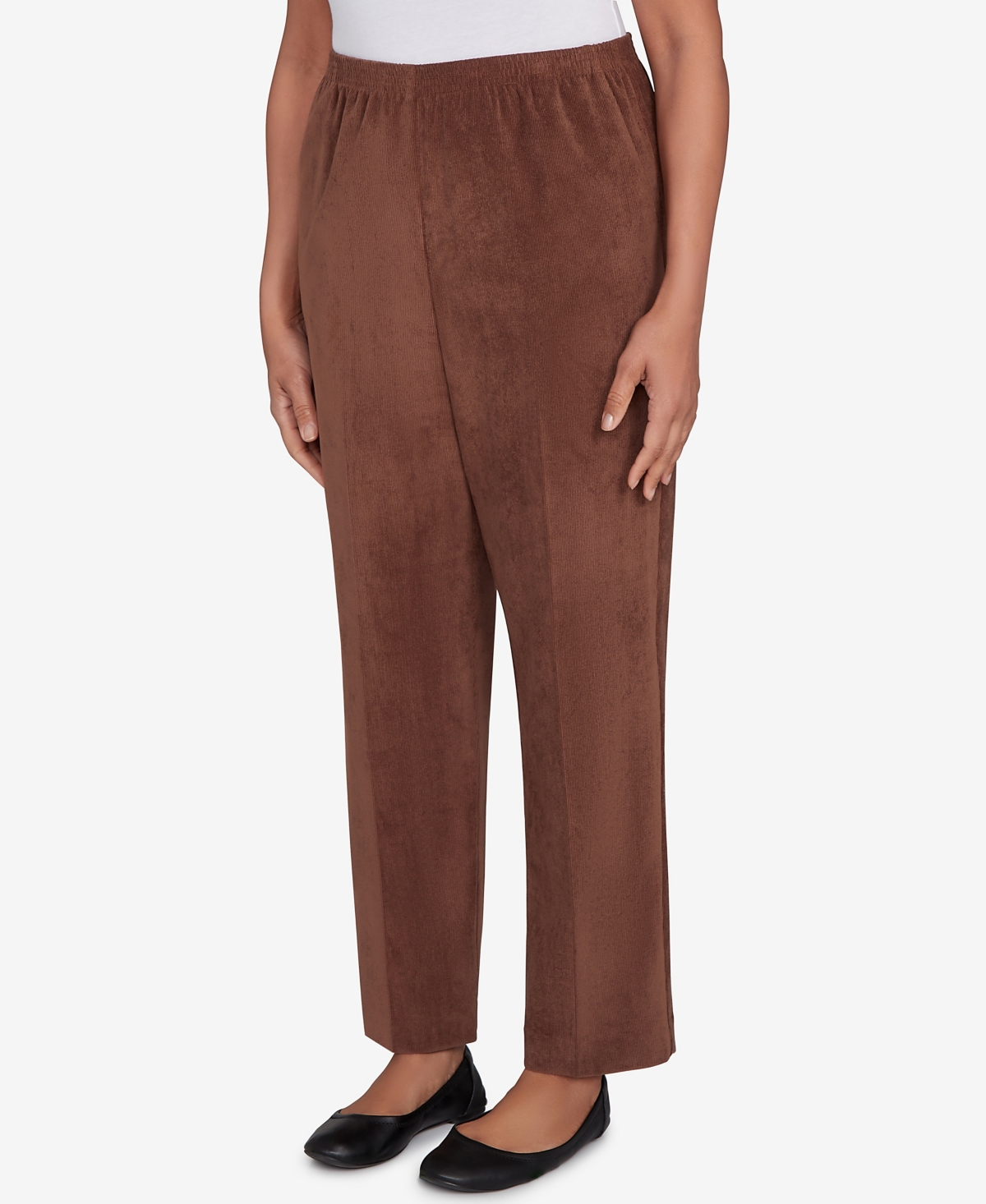 Alfred Dunner Petite Corduroy Medium Length Pants In Brown