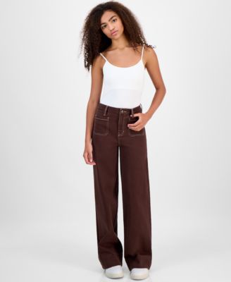 Celebrity Pink - Women's High-Rise Patch-Pocket Wide-Leg Pants