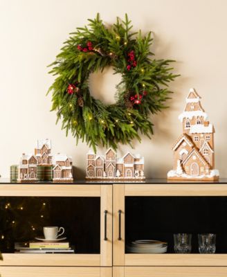 17.75" Lighted Resin Christmas Gingerbread House Figurine