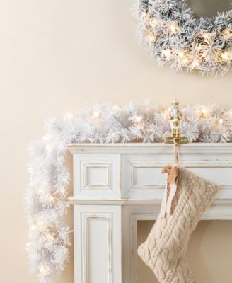 6 ft Pre-Lit Snow Flocked Pine Christmas Garlands, Set of 2