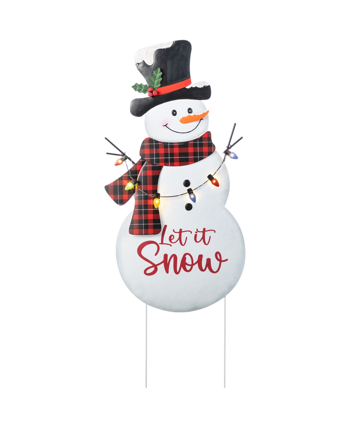36" Lighted Metal Christmas Let It Snow Snowman Yard Stake - Multi
