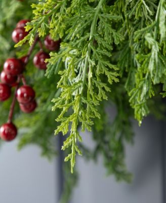 24" Polyethylene Christmas Dripping Cedar Wreath with Berries