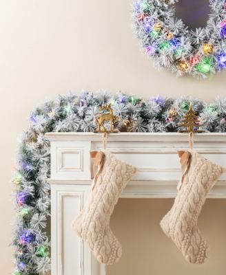 6 ft Pre-Lit Snow Flocked Pine Christmas Garlands, Set of 2