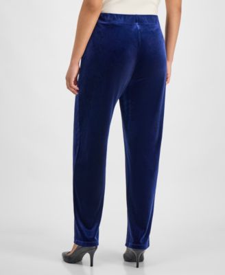 Petite Velour Mid Rise Wide-Leg Pants