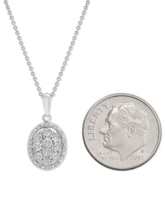 Diamond Octagon Halo Cluster 18" Pendant Necklace (1/10 ct. t.w.) in Sterling Silver, Exclusive