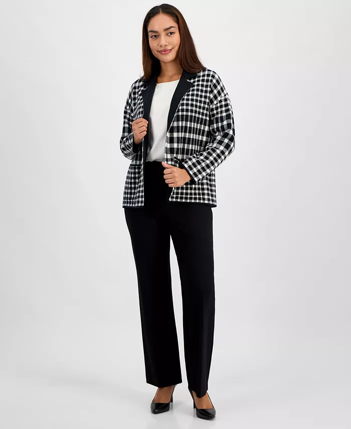 AK Anne Klein Petite Long-Sleeve Notched-Collar Sweater - thumbnail 8