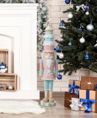 28" Lighted Macaron Resin Christmas Cupcake Nutcracker Porch D&eacute;cor