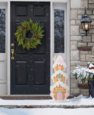 35.25" Wooden Christmas Gingerbread House Porch D&eacute;cor