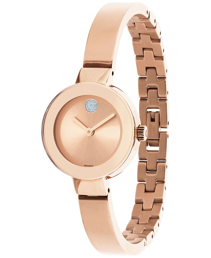 Movado Women's Swiss Bold Rose Gold Ion-Plated Stainless Steel Bangle ...