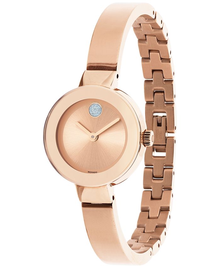 Movado Bold Rose Gold Dial Rose Gold Steel Strap Watch For Women - 3600335