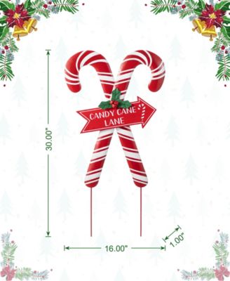 30" Metal Christmas Candy Cane Yard Stake