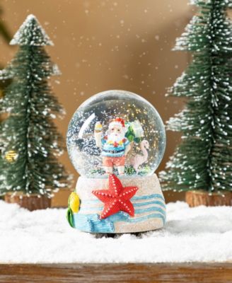 100mm Resin Christmas Musical Snowflakes Santa on Vacation Water Globe