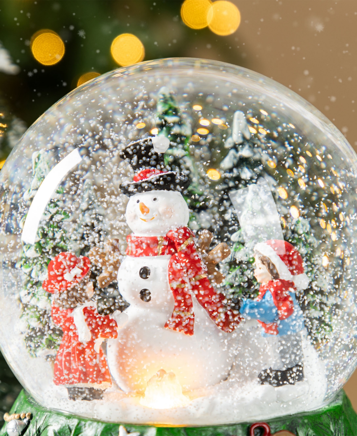 Glitzhome 150mm Lighted Resin Christmas Musical Snowflakes Snowman Water Globe In Multi