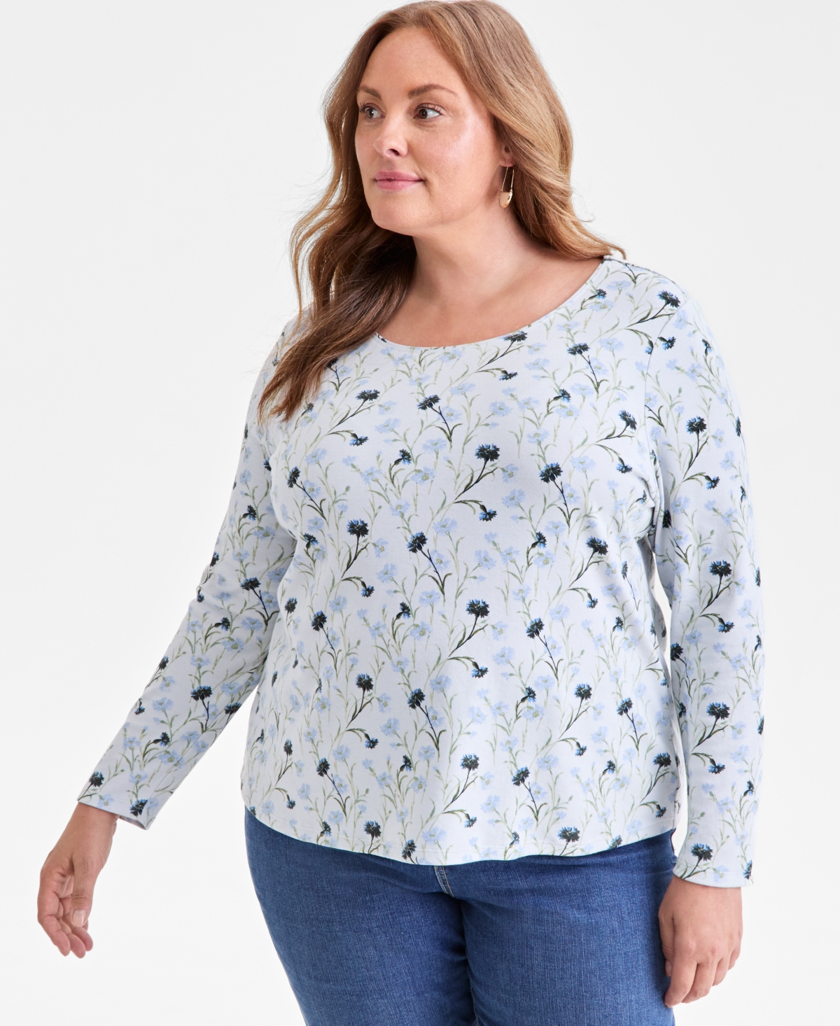 Style & Co Petite Faded Floral Printed Top