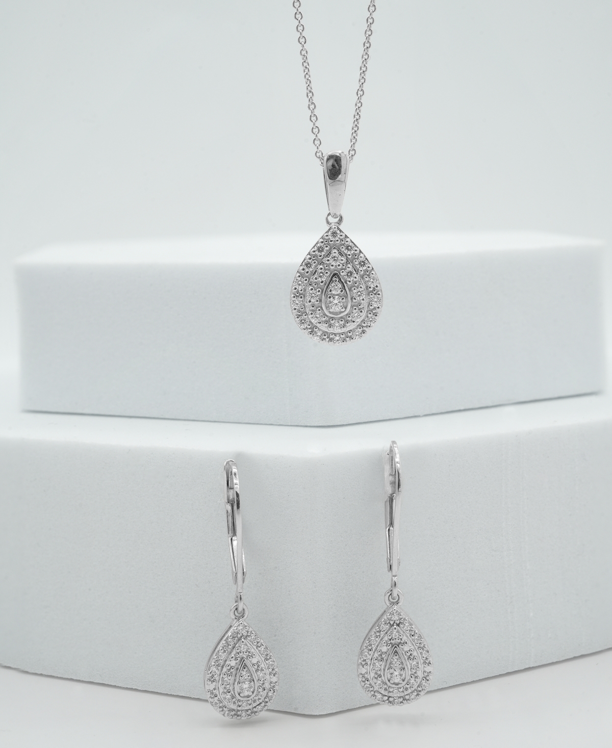 Macy's Diamond Teardrop Cluster Drop Earrings (1/4 Ct. T.w.) In Sterling Silver,  Exclusive In Gold