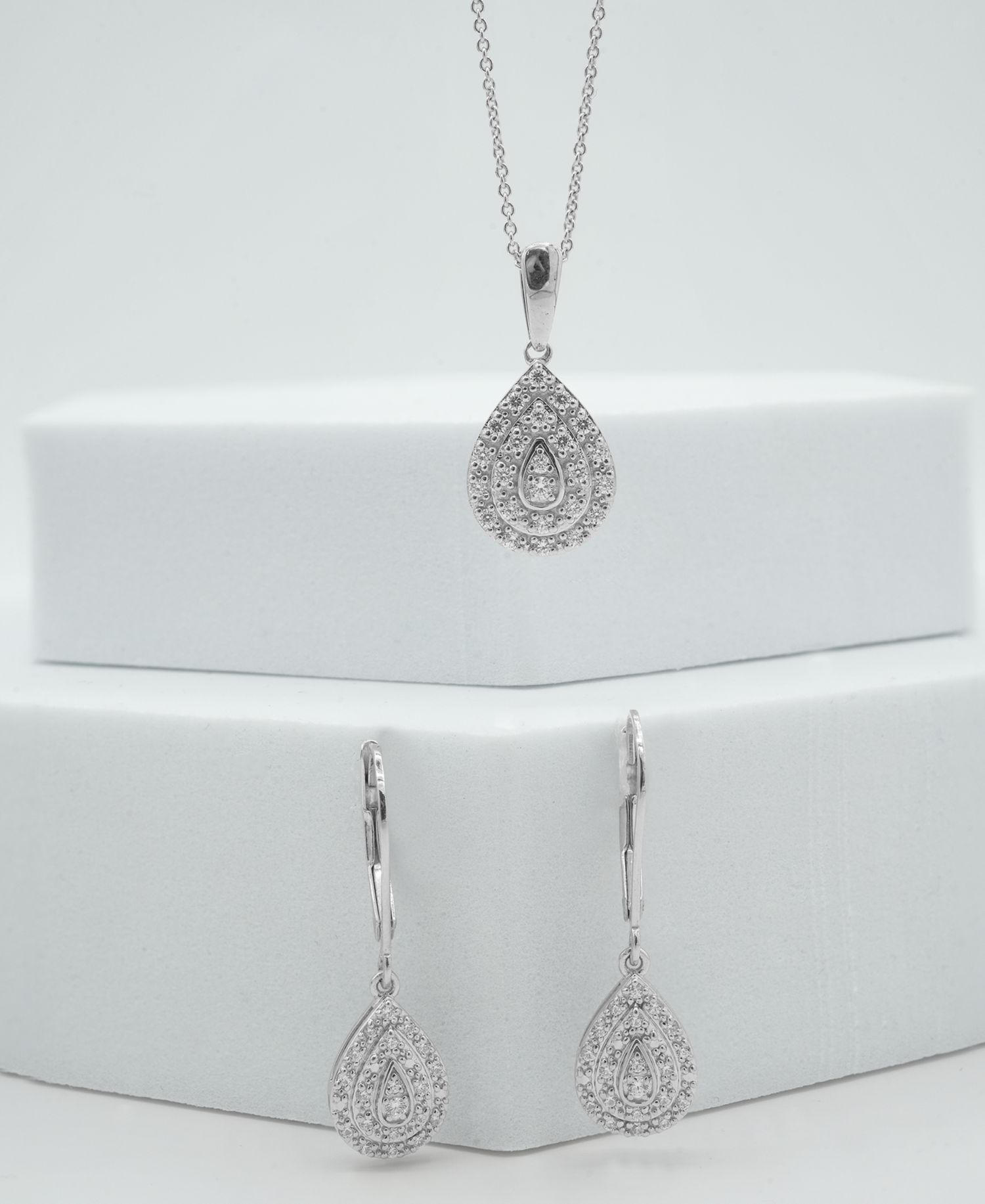 Diamond Teardrop Cluster Drop Earrings (1/4 ct. t.w.) in Sterling Silver