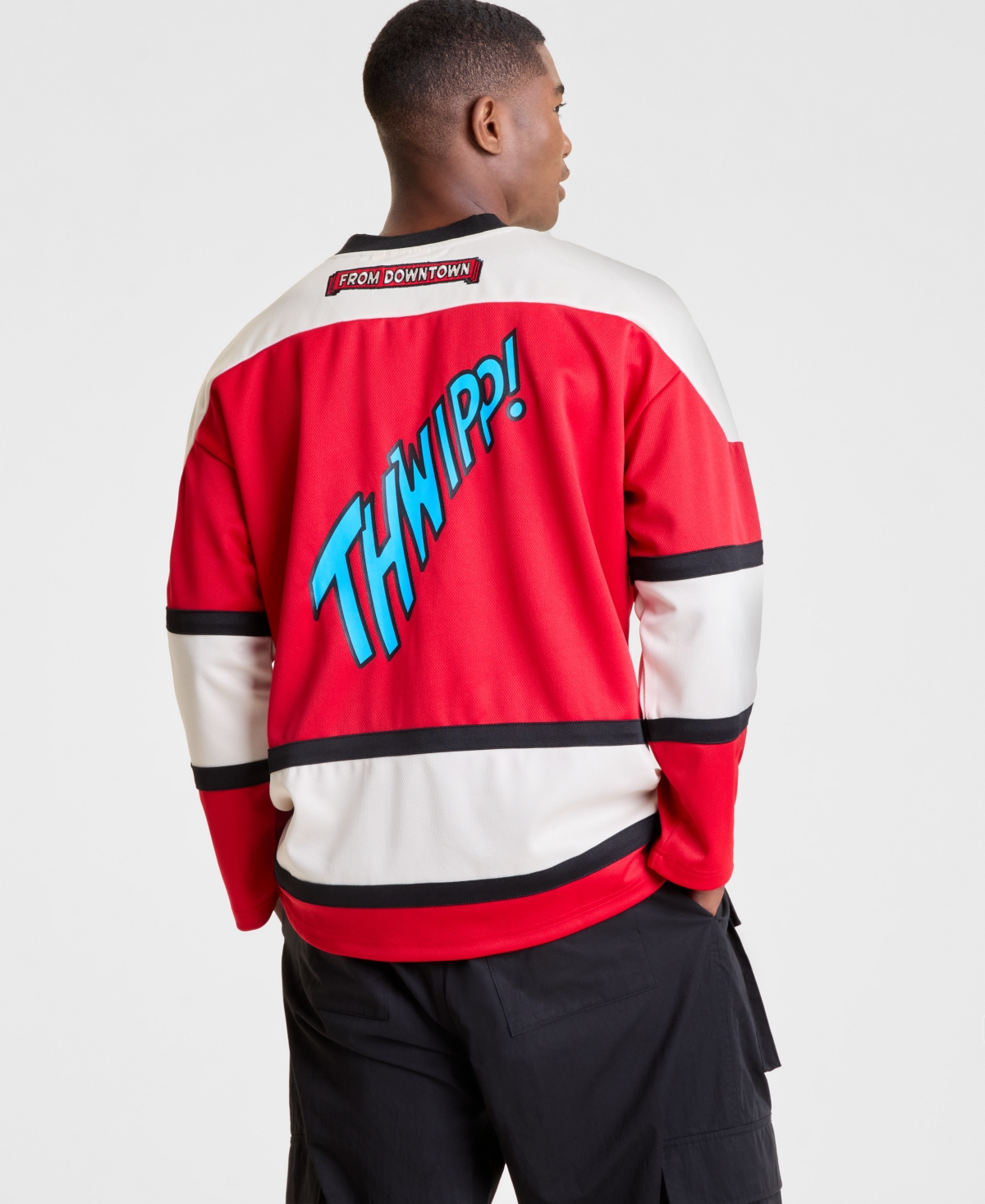 Macy's Marvel X Nba Men's Nyc Spiderman Long-sleeve Jersey, Macy's Exclusive In Red