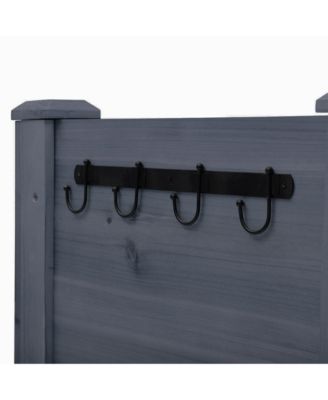 48" Fir Wood Raised Garden Bed w/ Tool Hooks,