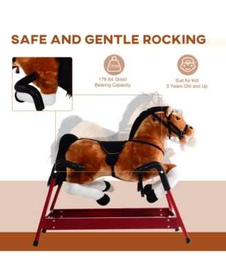 Plush Toddlers Spring Rocking Horse with Realistic Sounds,