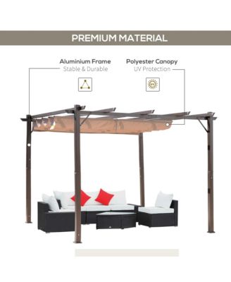 10' x 10' Pergola with Retractable Shade Canopy, Aluminum,