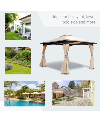 10' x 12' Steel Fabric Outdoor Patio Gazebo Vented Roof w/Mesh Sidewall