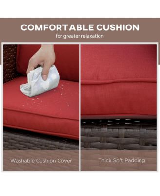 Wicker Rocking Chair, Outdoor Rocker w/ Cushions, Wine