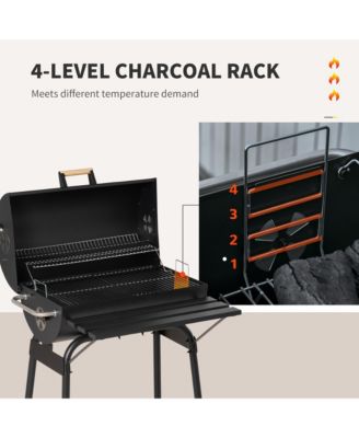 30" Portable Charcoal BBQ Grill with Storage Shelf and Wheels