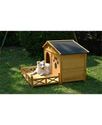 48" Wooden Dog House with Porch & Fencing