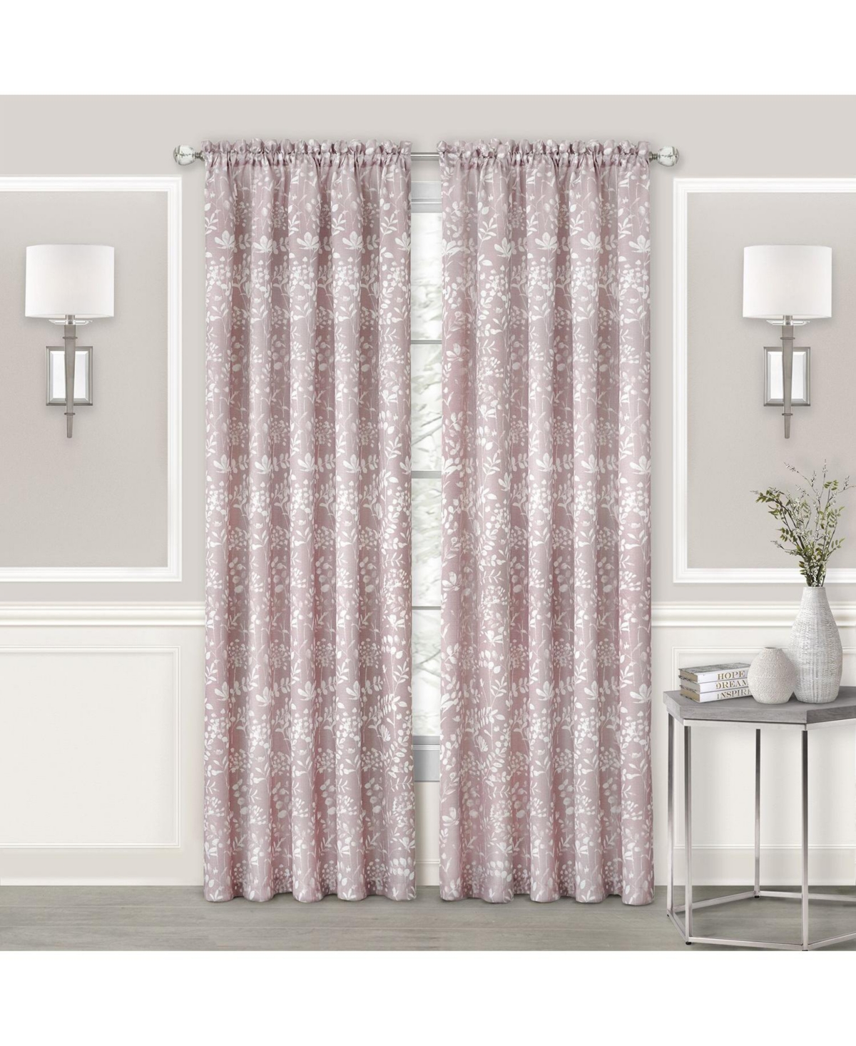 GoodGram Watercolor Lillies & Cherry Blossoms Floral Charlotte Pastel Semi Sheer Single Window Curtain Panel