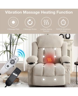 Power Lift Recliner Chair with Heat and Massage Electric Fabric Recliner Chair for Elderly