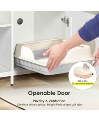 Cat Litter Box Enclosure - Hidden Washroom White