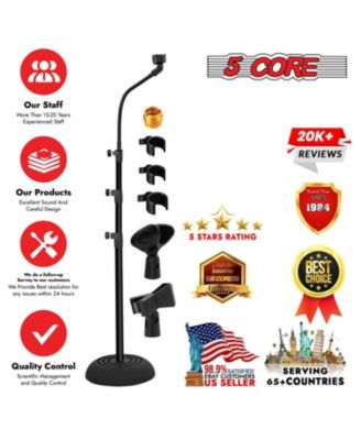 5Core Mic Stand Floor 2Pcs Adjustable Round Base Universal Metal Microphone Stands