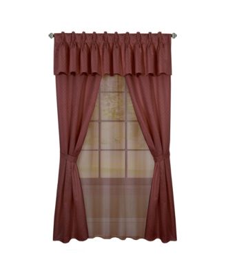 Complete 6 Piece Attached Custom Jacquard & Sheer Window Curtain Set - 84 in. Long - Ivory
