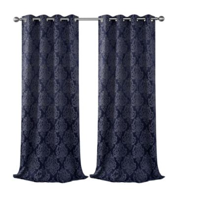 Living 2 Pack Delaney Room Darkening Damask Print Grommet Curtain - 52 in. W x 84 in. L, Burgundy