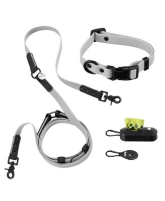 Luna 8FT Adjustable 6-in-1 Waterproof Hands-Free Leash and Collar with LED Flashlight, Bag Dispenser, and Poop Bag Holder