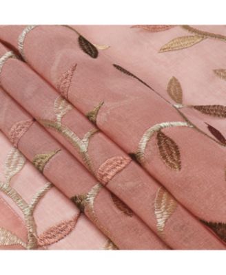 Shabby Sheer Embroidered Complete 3 Piece Floral Rod Pocket Cafe Kitchen Curtain Tier & Valance Set